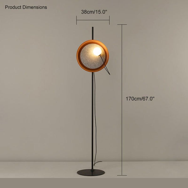 Close-up of Acoustic Disc floor lamp's glass lampshade