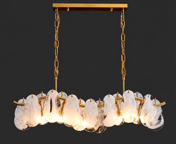 Cloud Glass Chandelier Long, 1200mm LED glass centrepiece for dining tables and tall spaces, photo 1 of 6