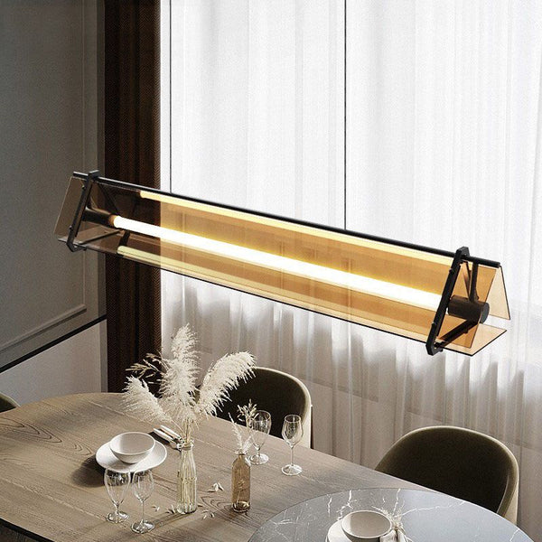 Pine Industrial glass suspension chandelier, 130cm, warm white, for living rooms, dining areas and kitchen islands, photo 1 of 5