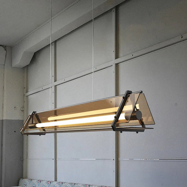 Pine Industrial glass suspension chandelier, 130cm, warm white, for living rooms, dining areas and kitchen islands, photo 5 of 5