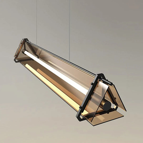 Pine Industrial glass suspension chandelier, 130cm, warm white, for living rooms, dining areas and kitchen islands, photo 3 of 5