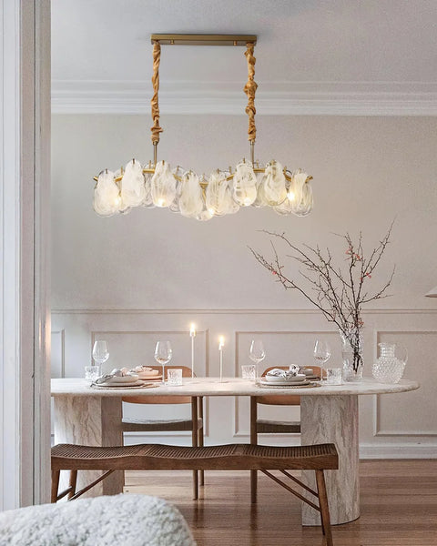 Cloud Glass Chandelier Long, 1200mm LED glass centrepiece for dining tables and tall spaces, photo 2 of 6