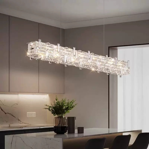 Recti Glass Plate Light, 150cm alloy pendant chandelier for dining rooms, photo 6 of 7