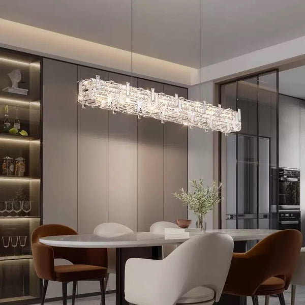 Recti Glass Plate Light, 150cm alloy pendant chandelier for dining rooms, photo 4 of 7