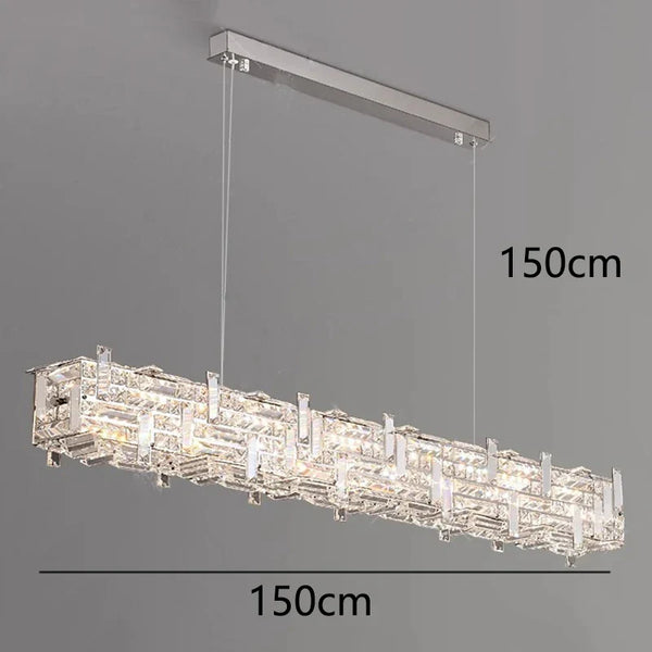 Recti Glass Plate Light, 150cm alloy pendant chandelier for dining rooms, photo 7 of 7