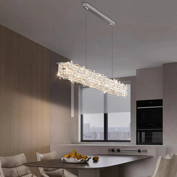 Recti Glass Plate Light, 150cm alloy pendant chandelier for dining rooms, photo 3 of 7