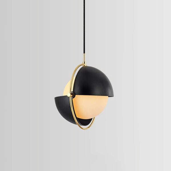 Gubi black globe droplight with milky glass centerpiece