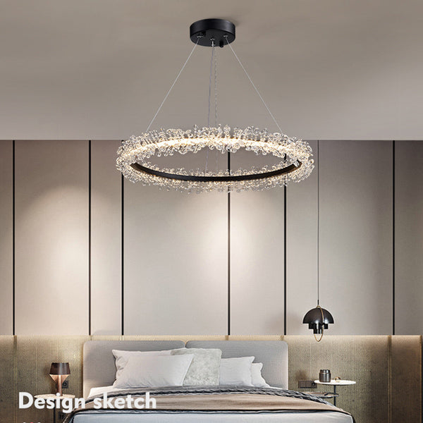 Beady crystal chandelier in black with bead design