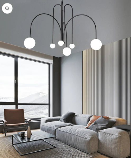 Gran Fontana black chandelier illuminated