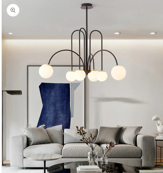 Gran Fontana black chandelier in a modern living room