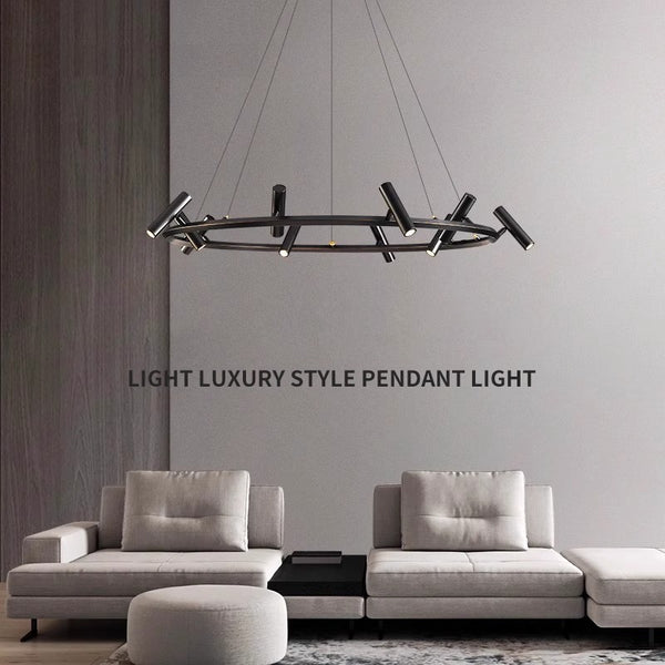 Close-up of Nordique round chandelier's minimalist design