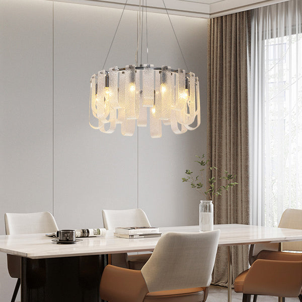 Close-up of Murano silver chandelier's glass grain detail