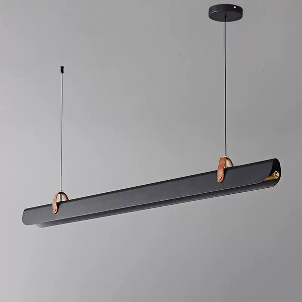 Black Roof LED chandelier with leather joinery