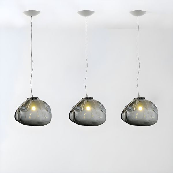 Close-up of Flow smokey glass droplight's canopy shape