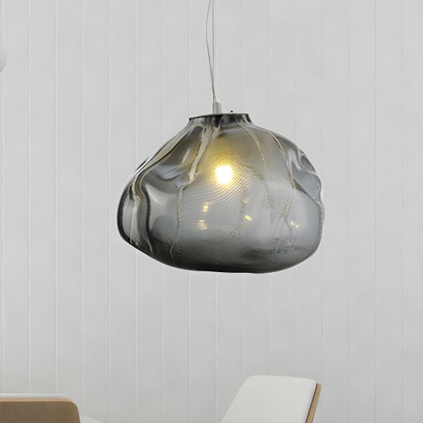 Flow smokey glass droplight with black cord and base