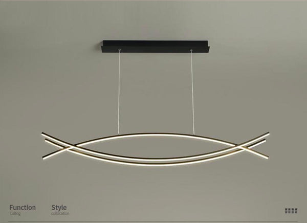 Wishbone LED Chandelier in black hanging in a Nigerian living room
