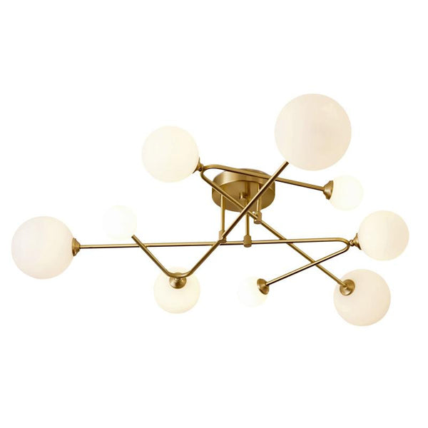 Close-up of Postmodern Brass Ceiling Light showing brass finish