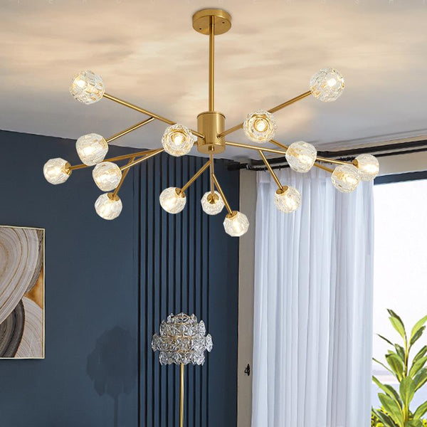 Seol-Light Retro Sputnik Chandelier in gold and black hanging in a Nigerian dining room