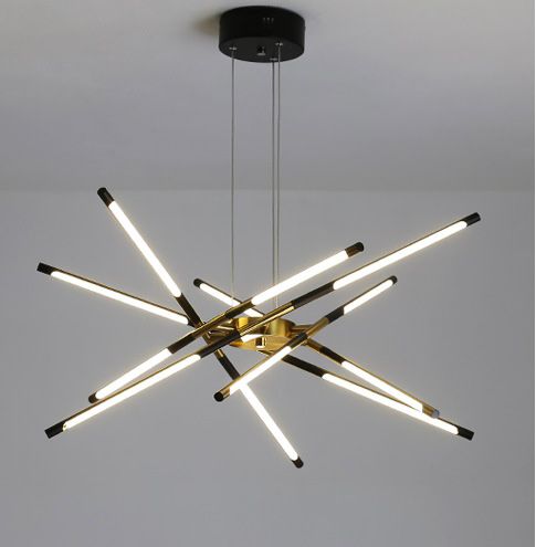 Close-up of Spider Chandelier Light showing angular arm detail and LED bulbs