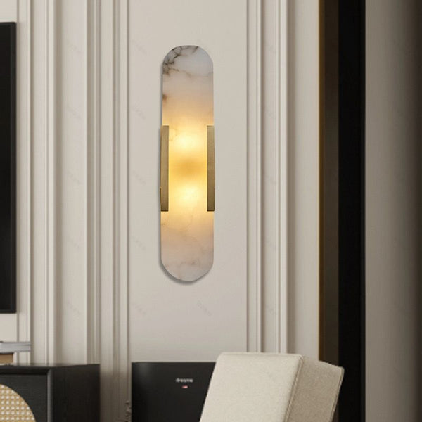 Close-up of Oval Marble Wall Light showing oval marble finish