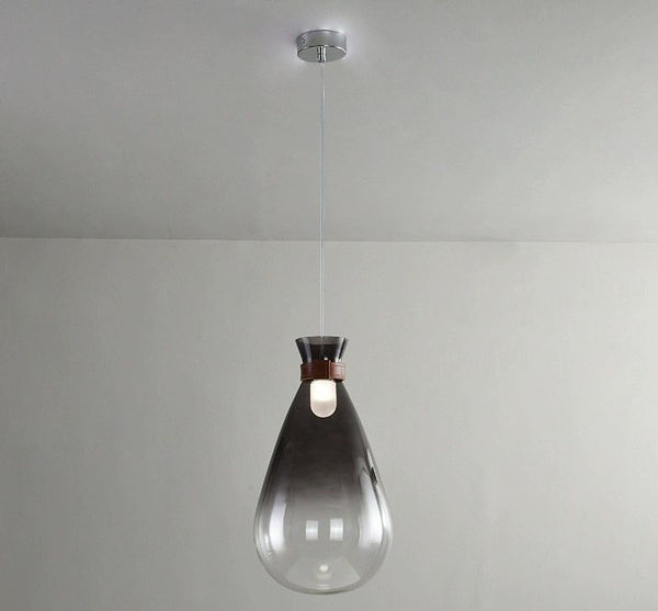 Close-up of Peg Glass Droplight showing glass pendant shape