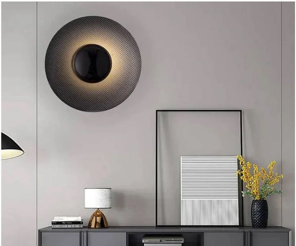 Close-up of Keller round wall light's minimalist design
