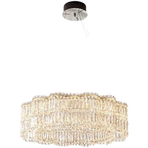 Close-up of Halo Round Crystal Chandelier showing hand-wrapped crystal detail