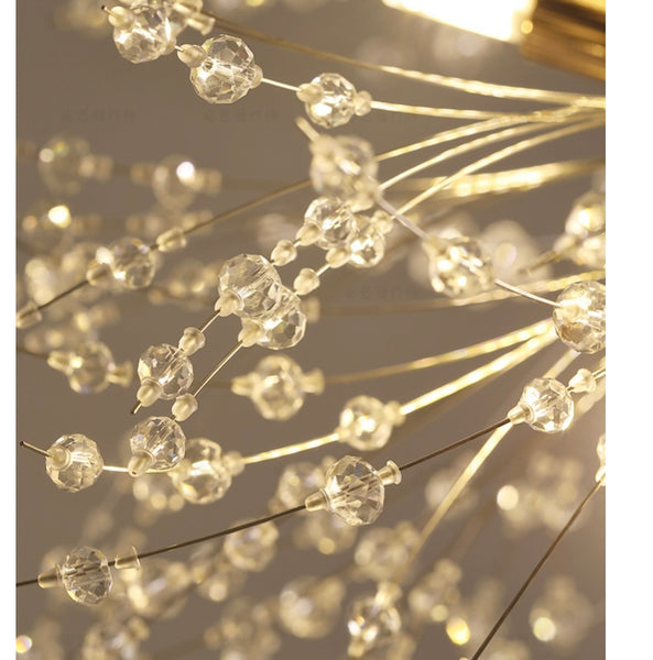 Horizontal Crystal Chandelier illuminated in a Nigerian foyer