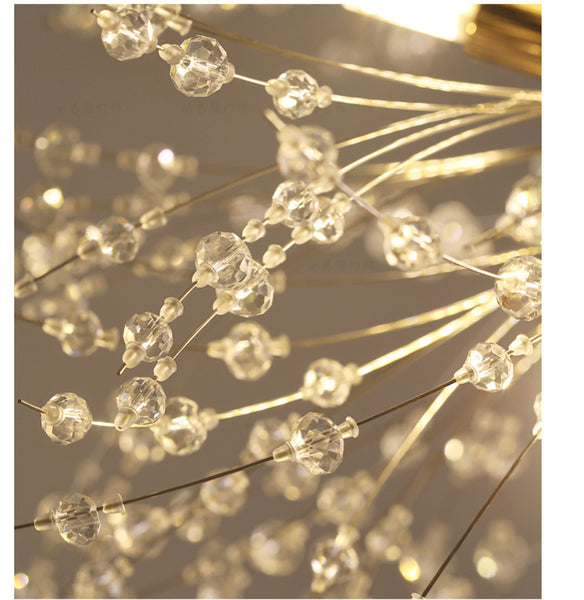 Golden Ball Crystal Chandelier illuminated in a Nigerian living room