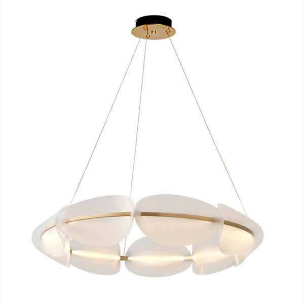Modern LED Tricolour Chandelier close-up showing frame and LED ring