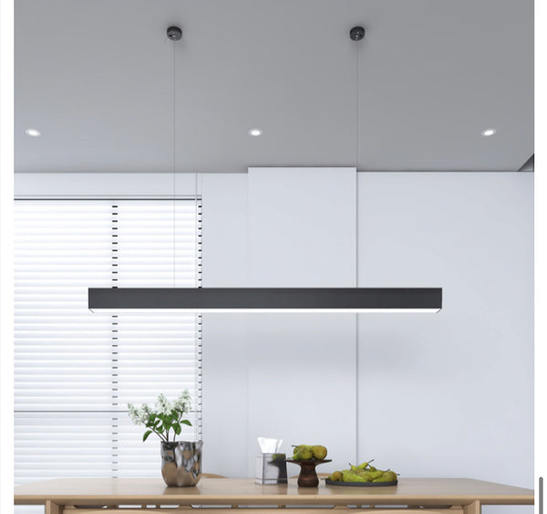 LED Long Strip Chandelier illuminated in a Nigerian kitchen
