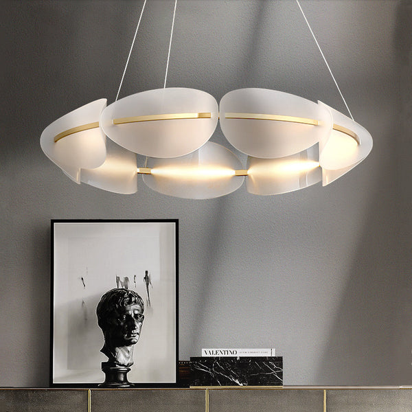 Modern LED Tricolour Chandelier styled in a modern Lagos home