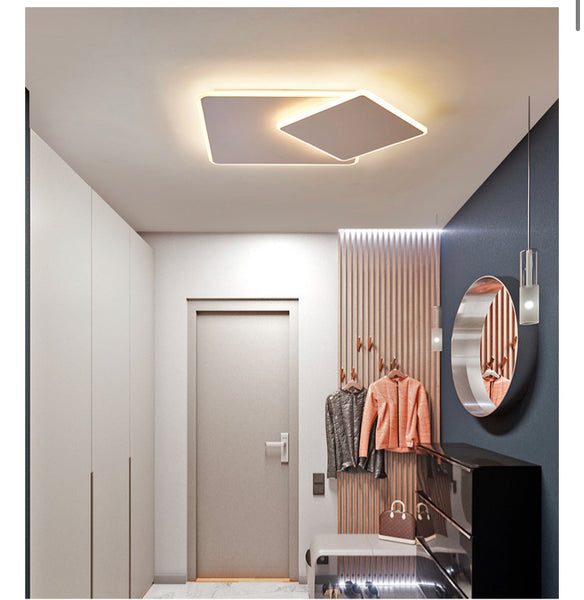 Close-up of Square Modern Minimalist Ceiling Light showing LED panel
