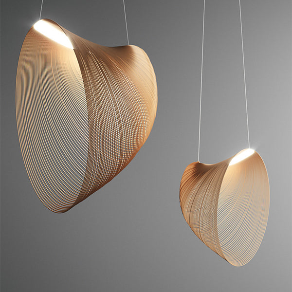 Italian Wood Stripe Chandelier installed in a modern Nigerian home
