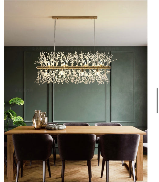Close-up of Horizontal Crystal Chandelier showing crystal strand detail