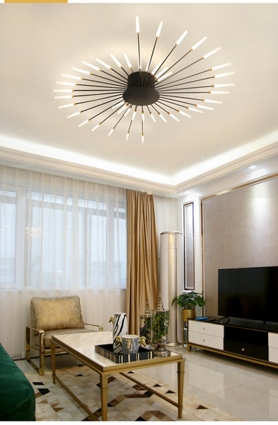 Nordic Fireworks Ceiling LED Light close-up showing gold finish and LED bulbs