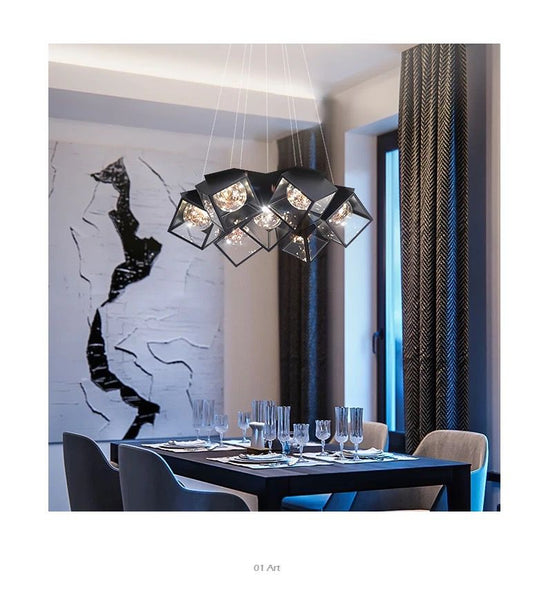 Close-up of Nordic Fiery Chandelier Light showing flame-shaped arms