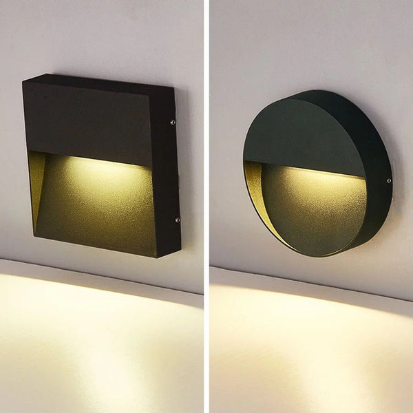 Close-up of outdoor wall light showing weatherproof design