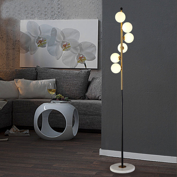Post-Modern Nordic Floor Lamp with sculptural asymmetric design in a Nigerian living room