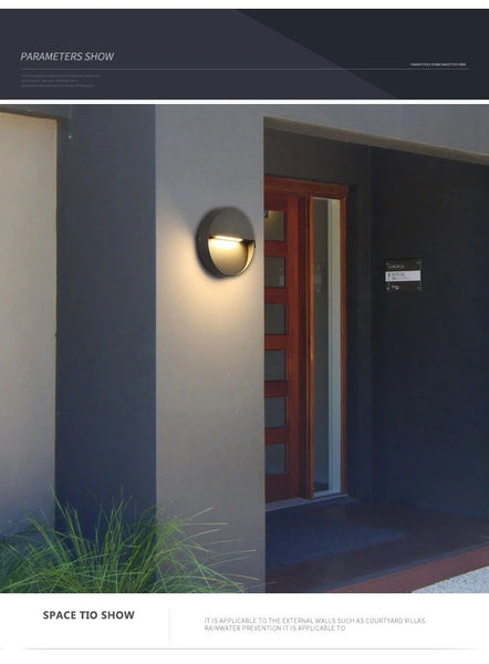 Outdoor wall light illuminated on a Nigerian building exterior at night