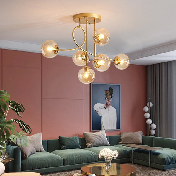 Nordic Glass Luxury Chandelier illuminated above a dining table in Nigeria