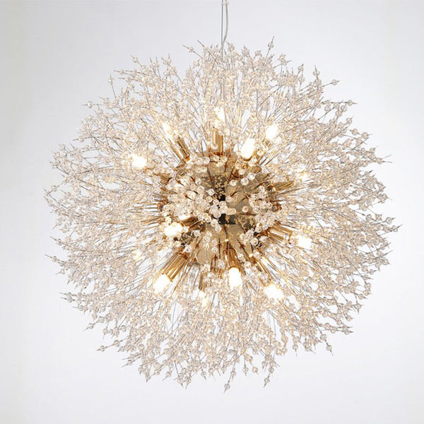 Golden Ball Crystal Chandelier styled in a luxury Lagos dining room