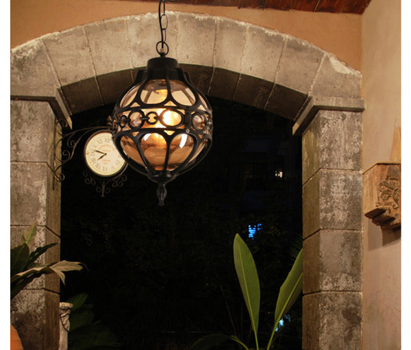 Vintage Alloy Chandelier hanging on a Nigerian balcony