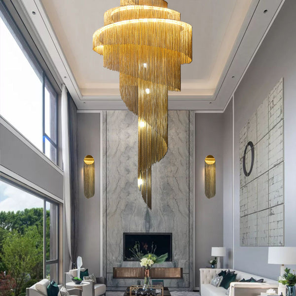 Close-up of Postmodern Luxury Chandelier showing sculptural frame detail