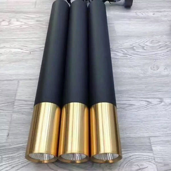 Close-up of Black and Gold Tube Light showing gold and black tube contrast