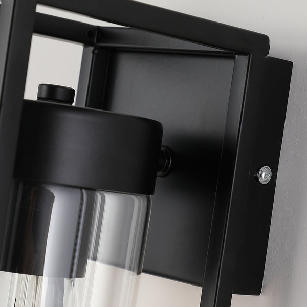 Close-up of custom wall light showing waterproof copper housing