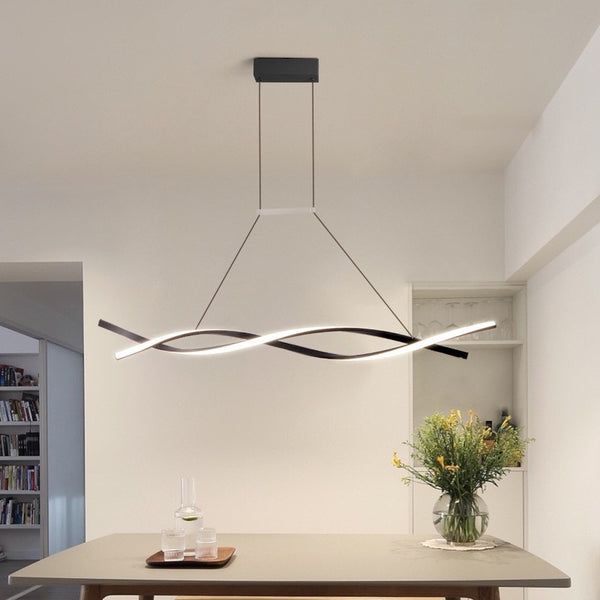 Italian Crisscross Ring Chandelier with interlocking ring design above a dining table