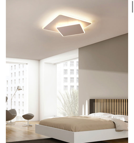 Square Modern Minimalist Ceiling Light mounted on a Nigerian ceiling