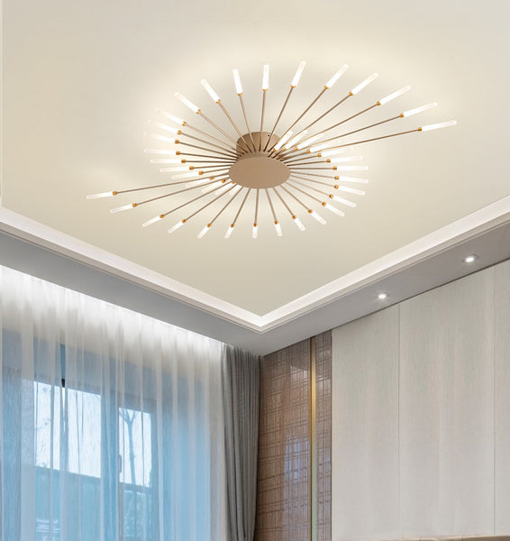 Close-up of Nordic Fireworks Ceiling LED Light showing radiating arm detail