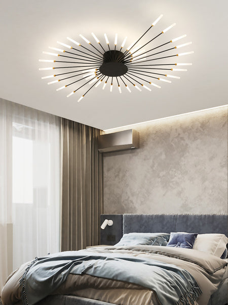 Nordic Fireworks Ceiling LED Light with radiating burst design mounted on a Nigerian ceiling